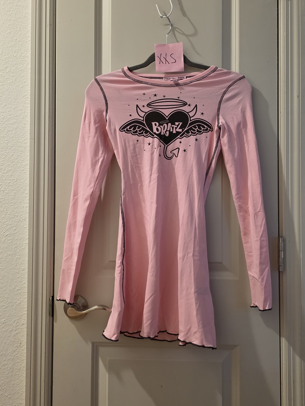 Dolls Kill X Bratz Pink Long Sleeve Heart Graphic Dress